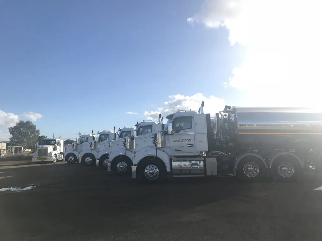 Several Reeve trucks lined up